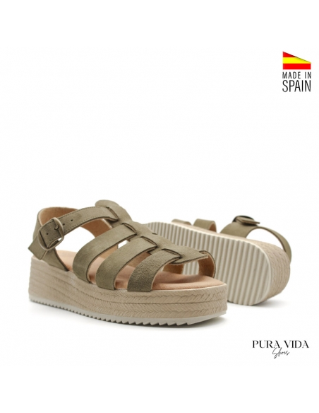 sandalias verde plataforma​
