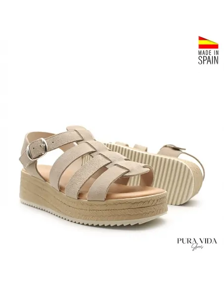 sandalia plataforma cangrejera beige