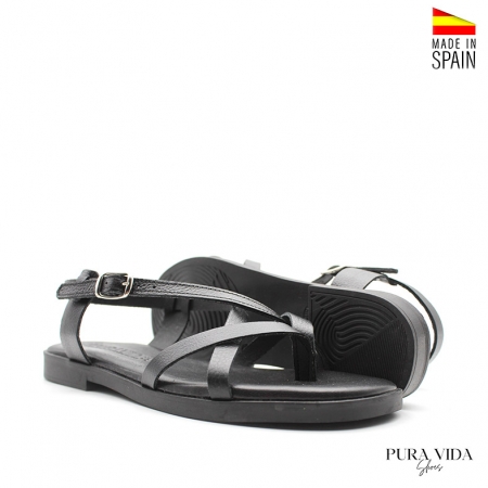sandalias negras planas