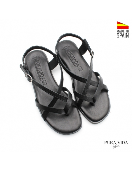 sandalia negra mujer dedo