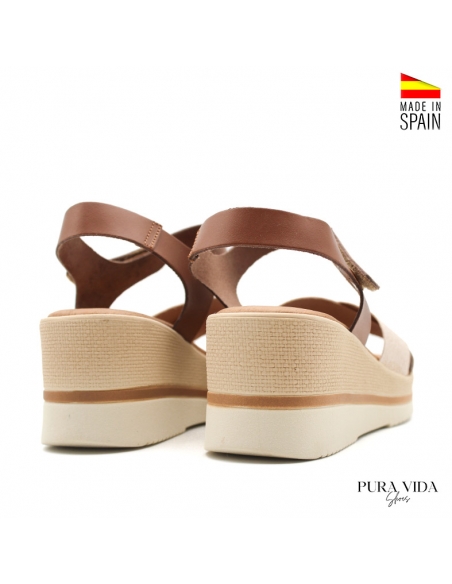sandalias cuña de cuero