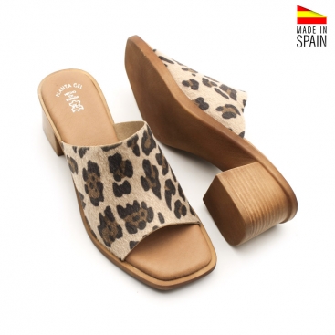 Sandalias mujer Leopardo Tacón