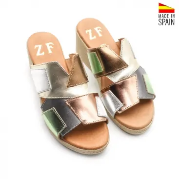 sandalias cuña piel colores