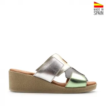 sandalias cuña colores metalizados