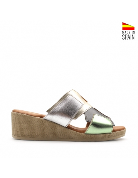 sandalias cuña colores metalizados