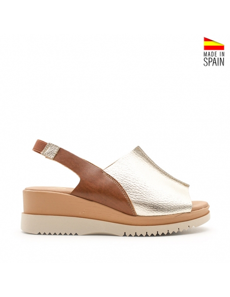 Sandalias doradas piel