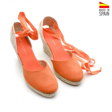 Sandalias Cuña Naranja Mujer