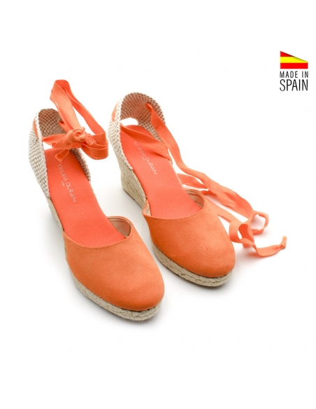 Sandalias Cuña Naranja Mujer