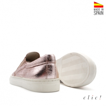 Zapatilla Slip-on rosa metalizado