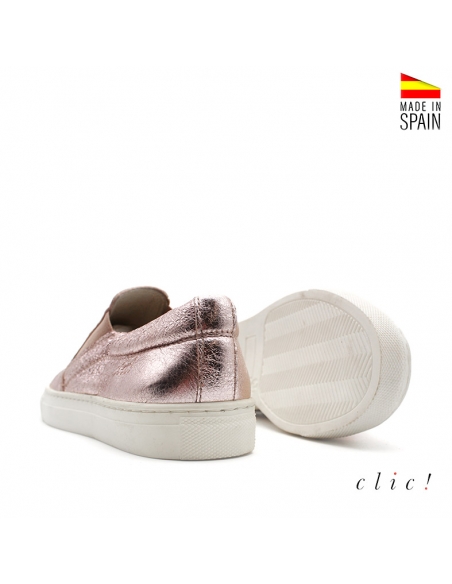 Zapatilla Slip-on rosa metalizado
