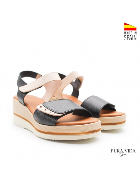 sandalia piel mujer cuña