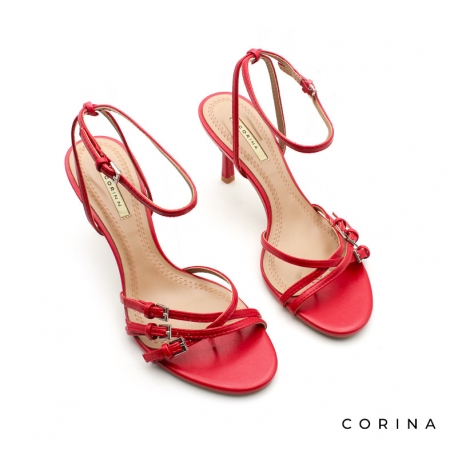 sandalias tacon fino rojas