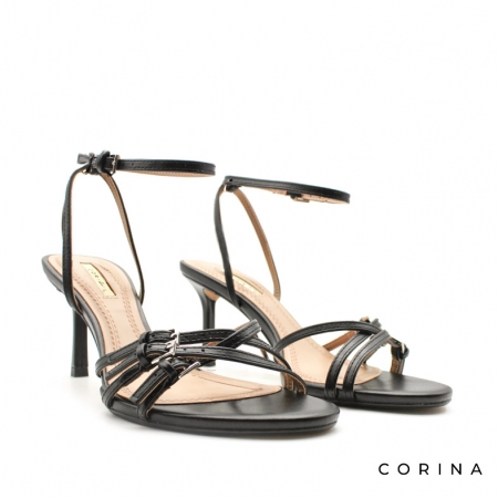 sandalia negra tacon fino