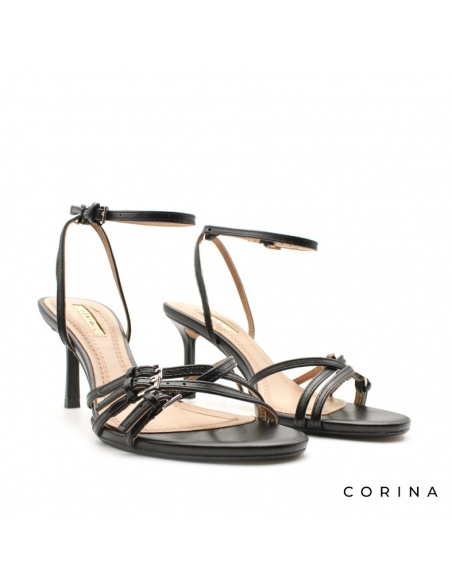 sandalia negra tacon fino