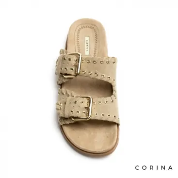 sandalias planas con dos hebillas