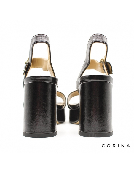 sandalia negra de tacon y plataforma