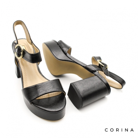 sandalia negra con tacon y plataforma