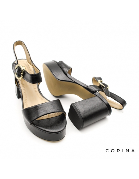 sandalia negra con tacon y plataforma