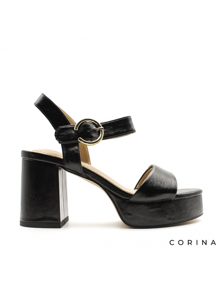 sandalia negra tacon plataforma