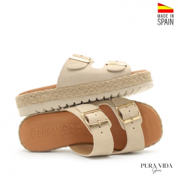 Sandalias hebillas beige