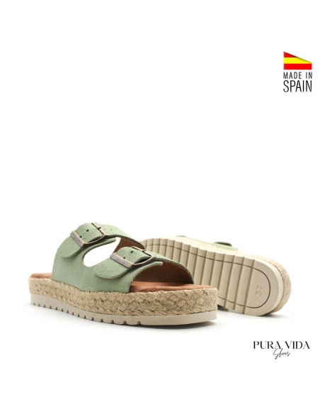 Sandalias doble Hebilla Piel