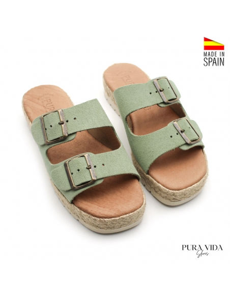 Sandalias Hebillas Piel aguamarina