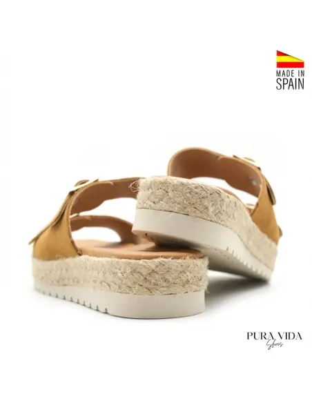 Sandalias Piel Serraje Hebillas