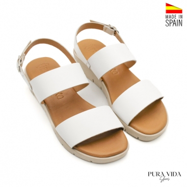 sandalias blancas cuña baja​