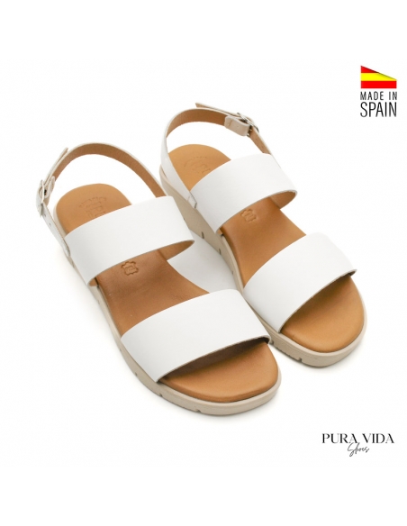 sandalias blancas cuña baja​