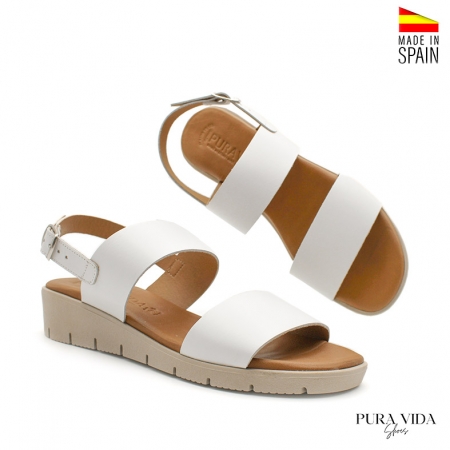 sandalias cuña baja​ blanca
