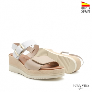 Sandalias blancas mujer con cuña