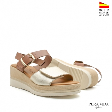 Sandalias platino mujer