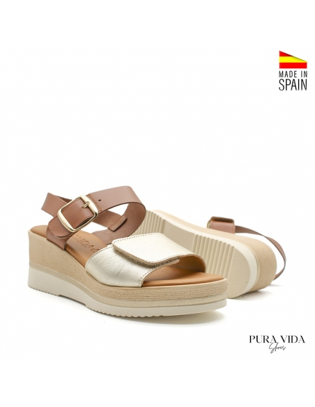 Sandalias platino mujer