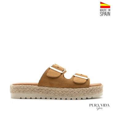 sandalias piel mostaza