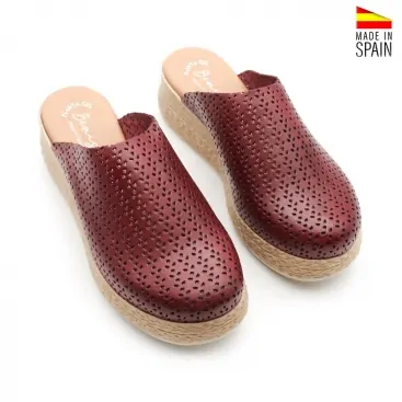 Zuecos Mujer Plantilla De Gel Burdeos