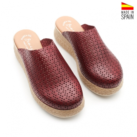 Zuecos Mujer Plantilla De Gel Burdeos