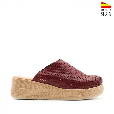 Zuecos Mujer Elegantes Burdeos