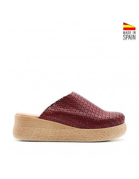 Zuecos Mujer Elegantes Burdeos