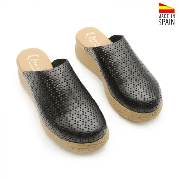 Zuecos Mujer Plataforma Negra