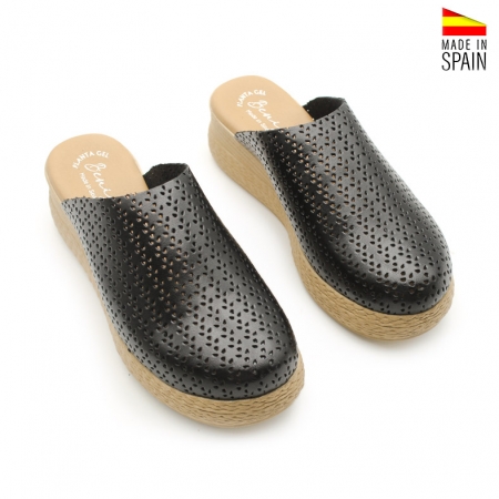 Zuecos Mujer Plataforma Negra