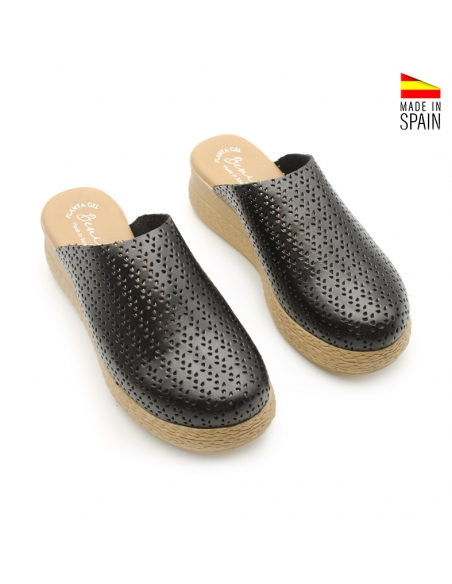 Zuecos Mujer Plataforma Negra