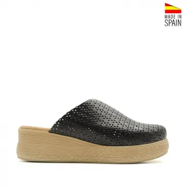 Zuecos Negros Con Cuña