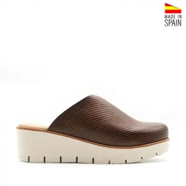 Zuecos Mujer Cuña Baja marron