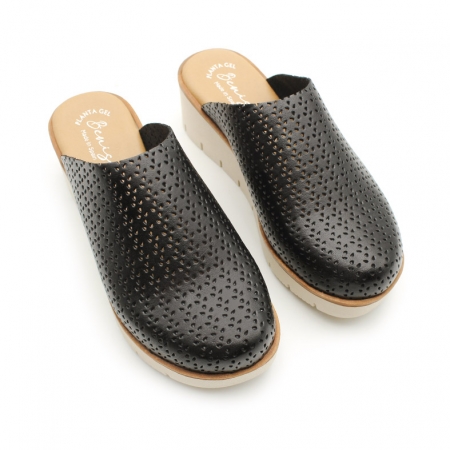 Zuecos Negros piel Mujer