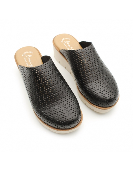 Zuecos Negros piel Mujer