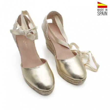 alpargata dorada con cuña