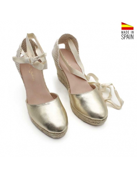 alpargata dorada con cuña