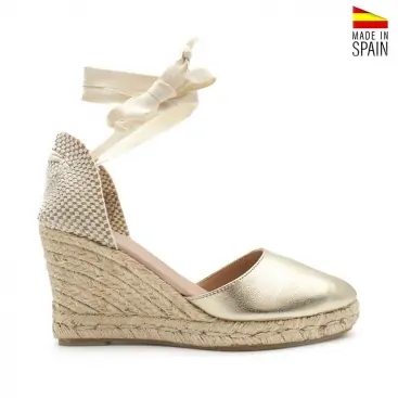 alpargata cuña dorada