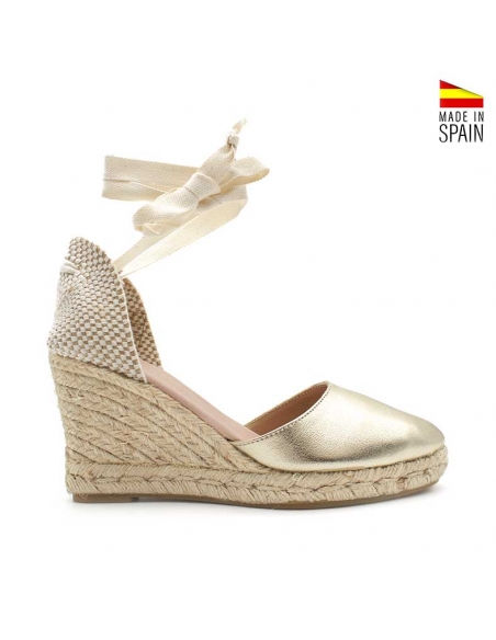 alpargata cuña dorada