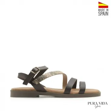 Sandalia multitiras piel